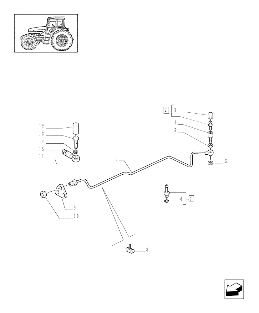 Схема запчастей Case IH MXM120 - (1.68.5/02[01]) - (VAR.452/1) 4WD FRONT AXLE WITH SUSPENSIONS, BRAKE, TERRALOCK, SPS - BRAKE PIPES (05) - REAR AXLE