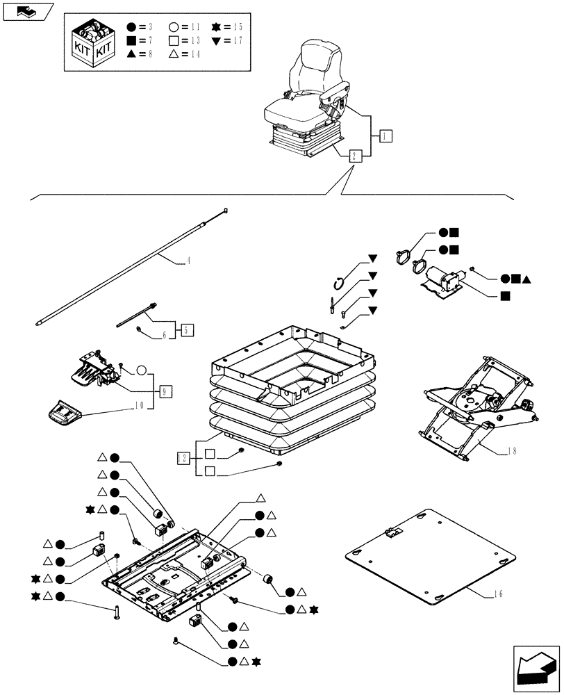 Схема запчастей Case IH PUMA 200 - (90.120.0201[04]) - DELUXE SEAT WITH REELING SEAT BELT - BREAKDOWN (VAR.720963) (90) - PLATFORM, CAB, BODYWORK AND DECALS