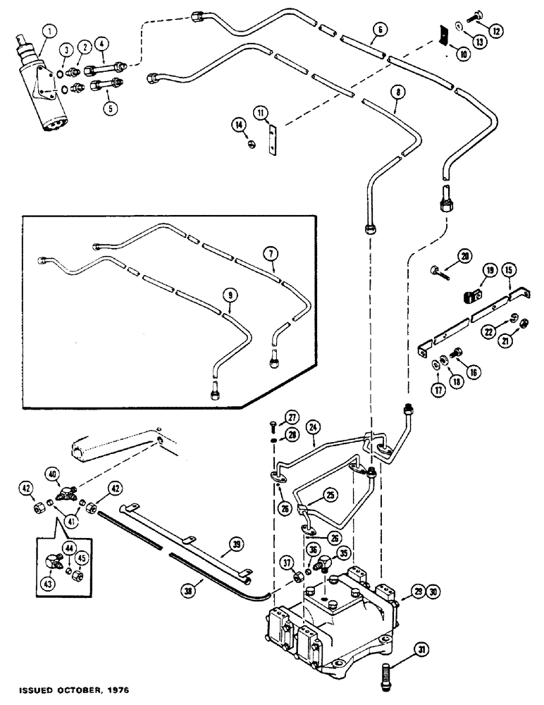 Схема запчастей Case IH 1175 - (081A) - HYDROSTATIC STEERING SYSTEM, WITH ADJUSTABLE FRONT AXLE, USED TRACTOR SERIAL NOS. 8736747 TO 8741587 (05) - STEERING