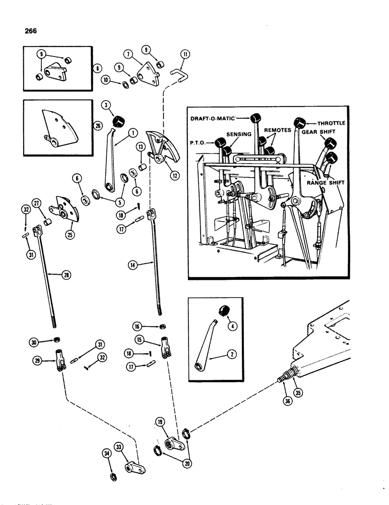 Схема запчастей Case IH 1070 - (0266) - GEAR SHIFT LINKAGE, POWER SHIFT (06) - POWER TRAIN