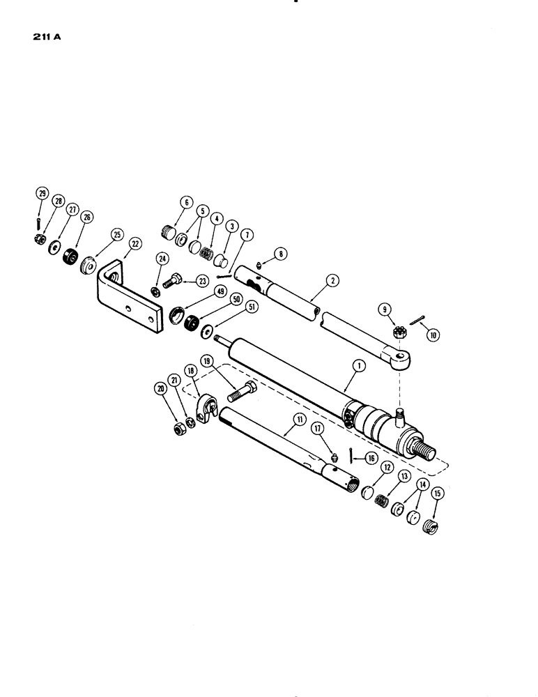 Схема запчастей Case IH 830-SERIES - (211A) - POWER STEERING CYLINDER AND DRAG LINK, STD. FOUR WHEEL TRAC., ROSS CYL., 1ST USED TRAC. S/N 8232703 (05) - STEERING