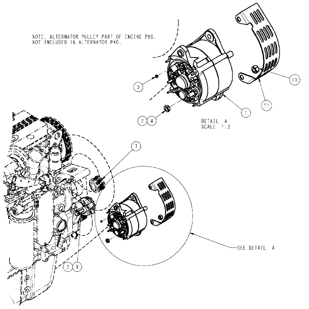 Схема запчастей Case IH TITAN 3520 - (02-033) - ALTERNATOR GROUP BEFORE 08/2008 (01) - ENGINE