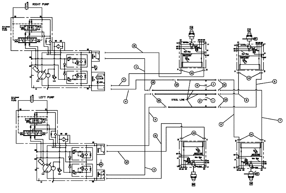Схема запчастей Case IH 4420 - (06-022) - HYDRAULIC DRIVE LOOP GROUP Hydraulic Plumbing