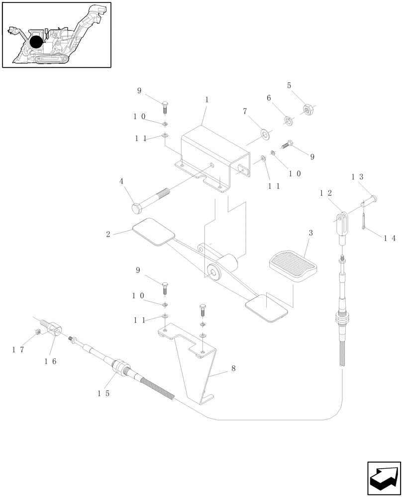 Схема запчастей Case IH A4000 - (A10.09[01]) - ELEVATOR SLEW CONTROL PEDAL Mainframe & Functioning Components