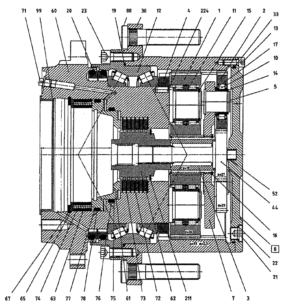 Схема запчастей Case IH SPX3320 - (05-002) - GEARBOX, PLANETARY 25.2:1 Hub, Wheel & Tires