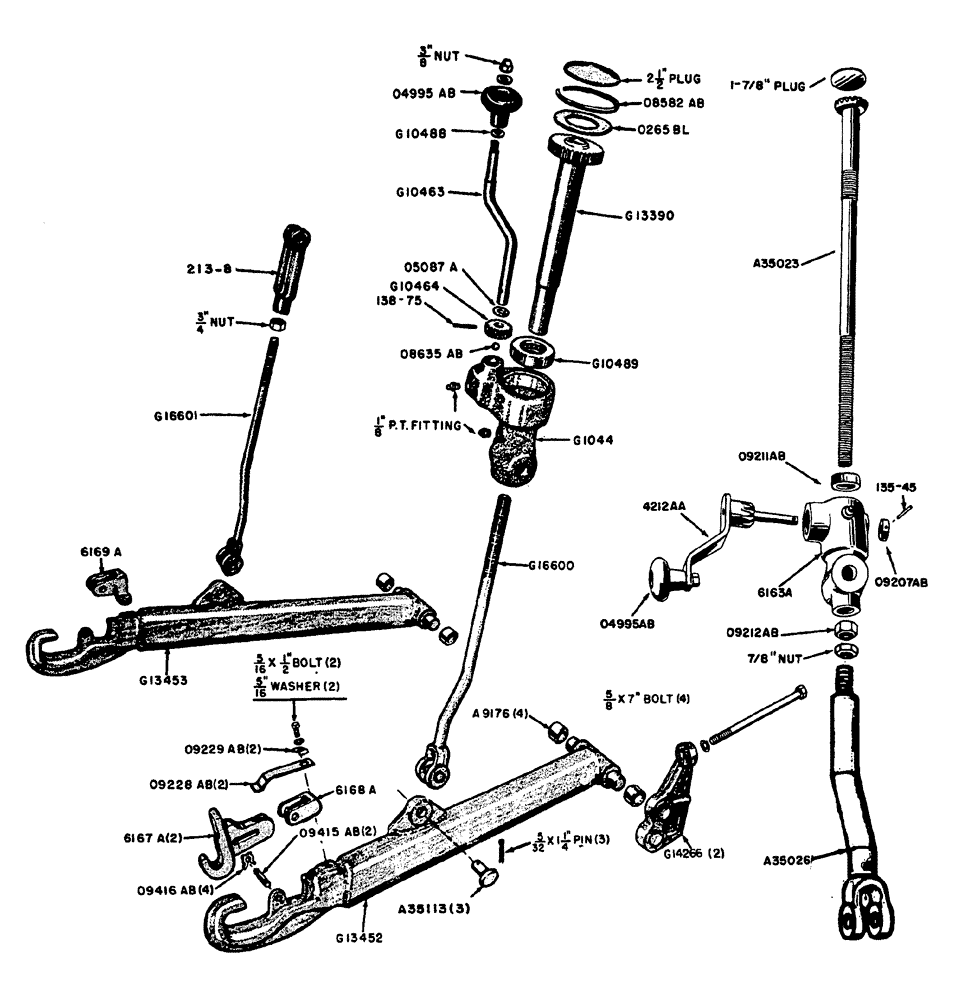 Схема запчастей Case IH 630 - (124) - EAGLE HITCH DRAFT ARMS AND LIFT LINKS, PARTS FOR ADJUSTING SCREW - TRACTOR #8191147 AND AFTER (08) - HYDRAULICS