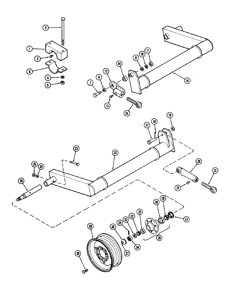 Схема запчастей Case IH DOT 25 - (14) - WING AXLES AND WHEELS, 25 FOOT 