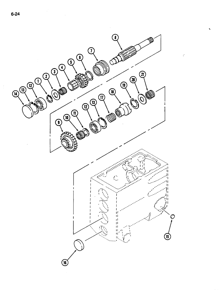 Схема запчастей Case IH 245 - (6-24) - SELECTOR AND COUNTER GEAR LOWER (06) - POWER TRAIN