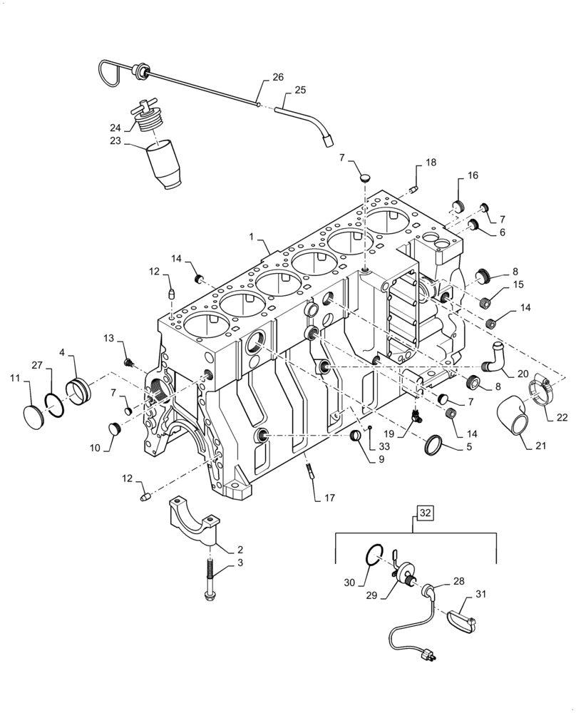 Схема запчастей Case IH 8930 - (2-050) - CYLINDER BLOCK, 6T-830 EMISSIONS CERTIFIED ENGINE, 8930 TRACTOR ONLY (02) - ENGINE