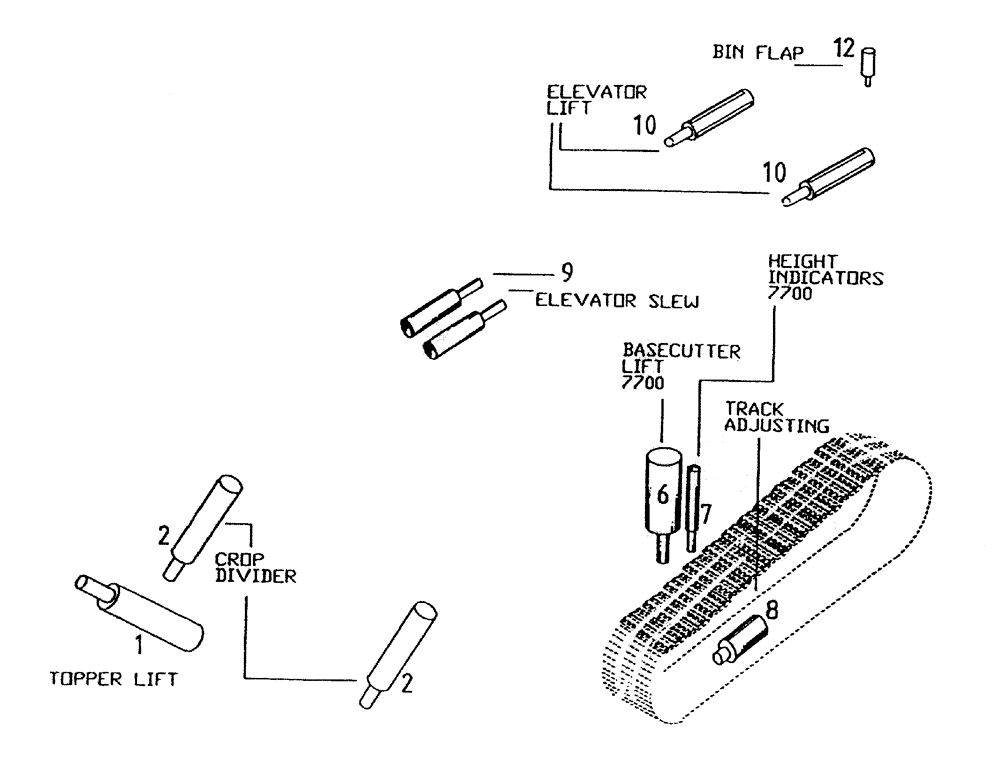 Схема запчастей Case IH 7700 - (B00-05) - HYDRAULIC CYLINDERS (7700) Hydraulic Components & Circuits