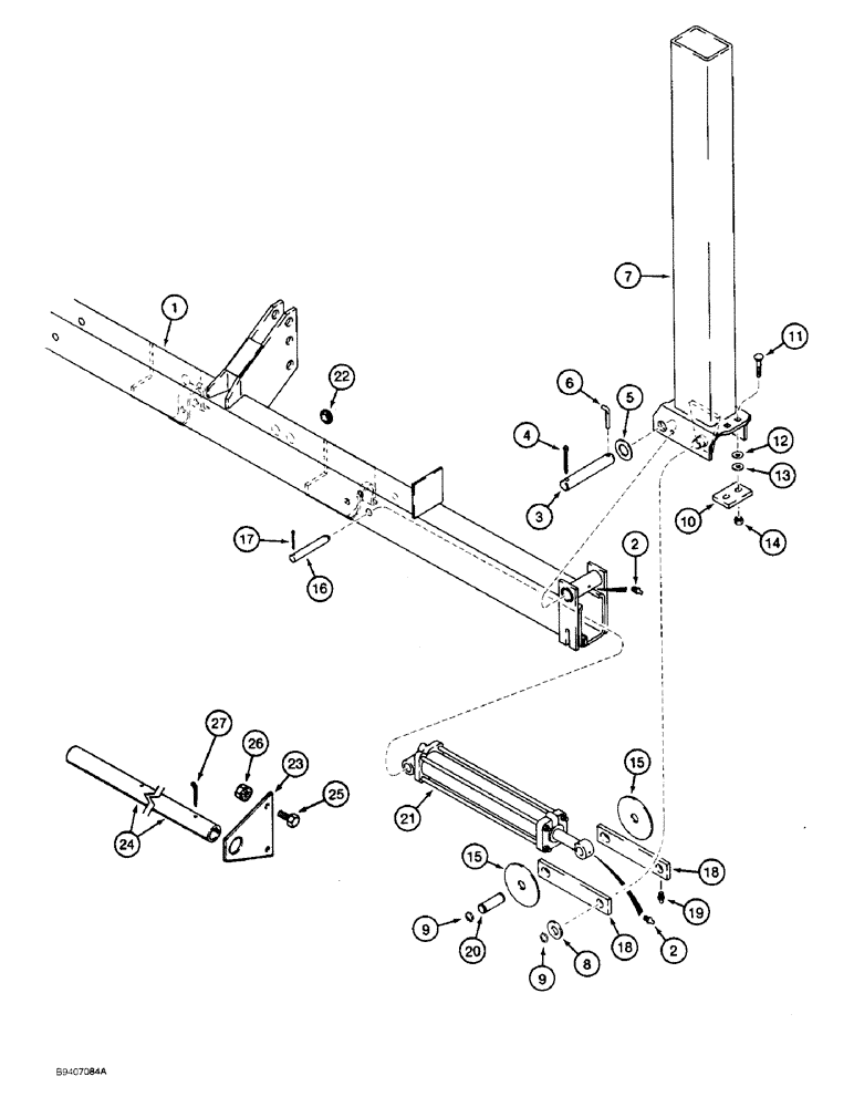Схема запчастей Case IH 181 - (9-10) - FRAME, FOLDING, WITH WELDED ON HITCHES, 20-1/2 FOOT HOE, P.I.N. JAG 0211512 AND AFTER (09) - CHASSIS/ATTACHMENTS