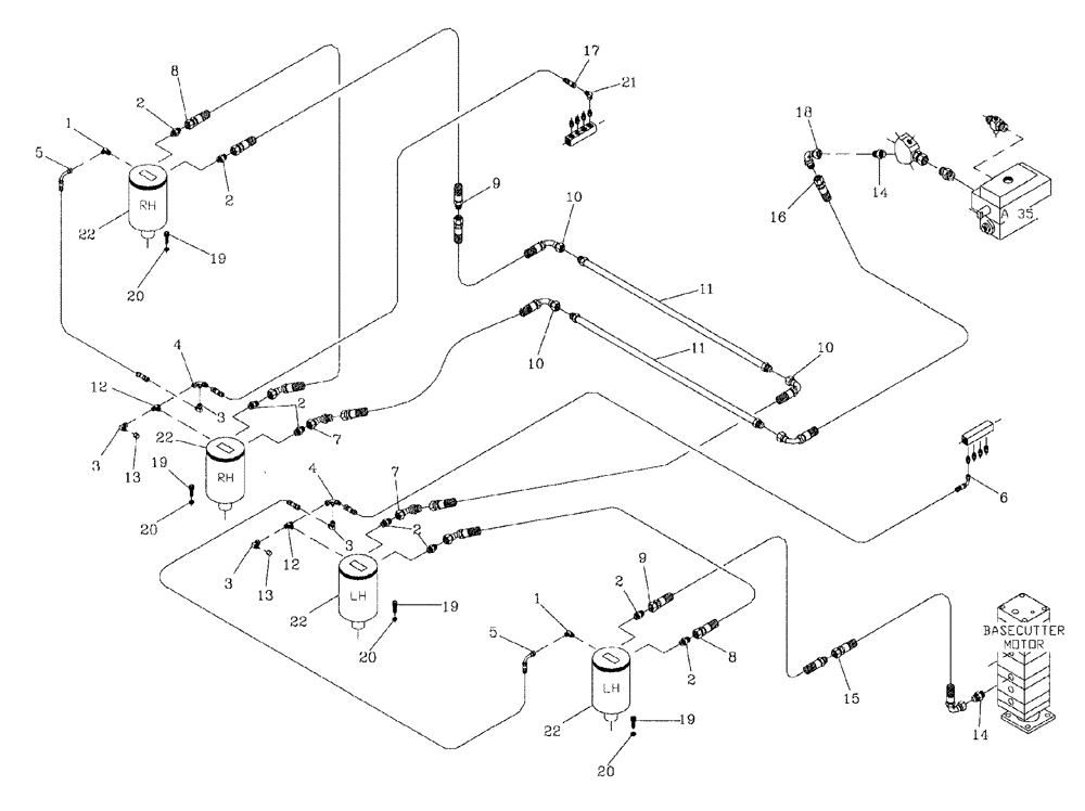 Схема запчастей Case IH 7700 - (B09[09]) - HYDRAULIC CIRCUIT,  CROPDIVIDER SPIRALS Hydraulic Components & Circuits
