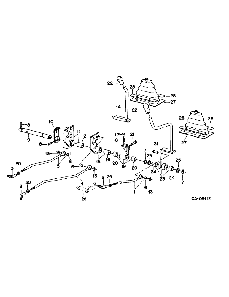 Схема запчастей Case IH 484 - (07-33) - DRIVE TRAIN, TRANSMISSION CONTROLS, EXTERNAL, TRACTOR WITH FORWARD AND REVERSE (04) - Drive Train