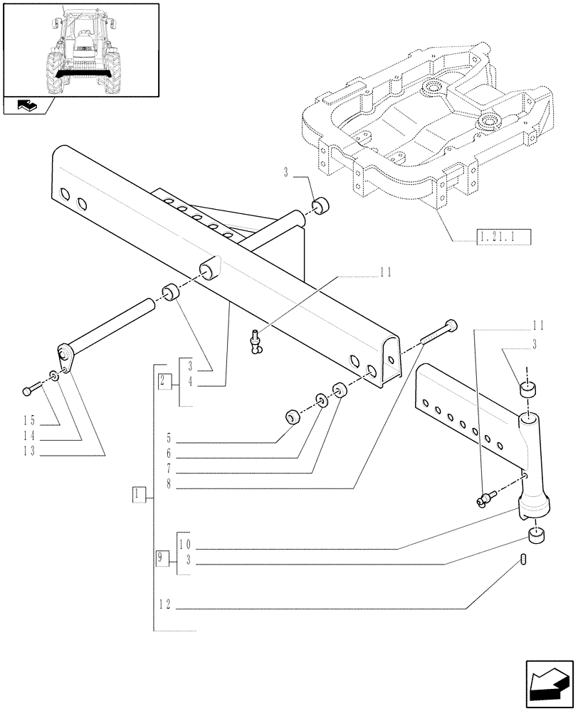 Схема запчастей Case IH FARMALL 80 - (1.41.0[01]) - 2WD FRONT AXLE - BODY (04) - FRONT AXLE & STEERING