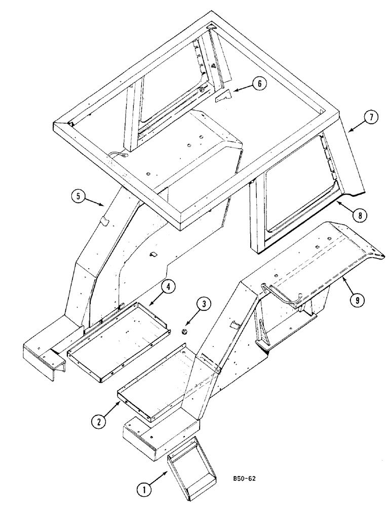 Схема запчастей Case IH 685 - (9-698) - SAFETY FRAME, VERSION WITH CAB (09) - CHASSIS/ATTACHMENTS