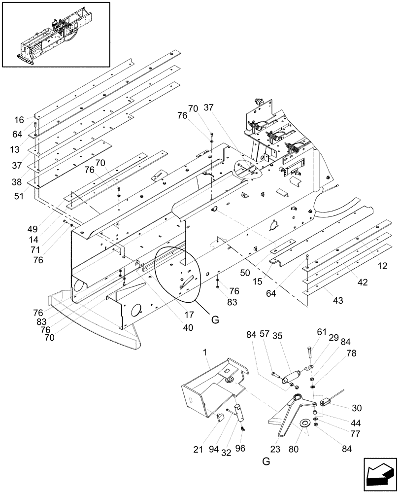 Схема запчастей Case IH SB521 - (62.150.01) - PLUNGER RAILS & SAFETY LATCH (62) - PRESSING - BALE FORMATION