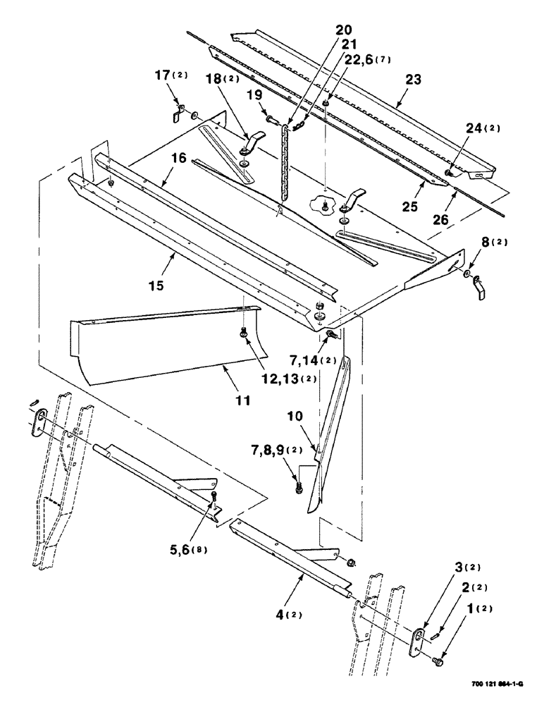 Схема запчастей Case IH 8830 - (9-046) - WINDROW FORMING SHIELDS (58) - ATTACHMENTS/HEADERS