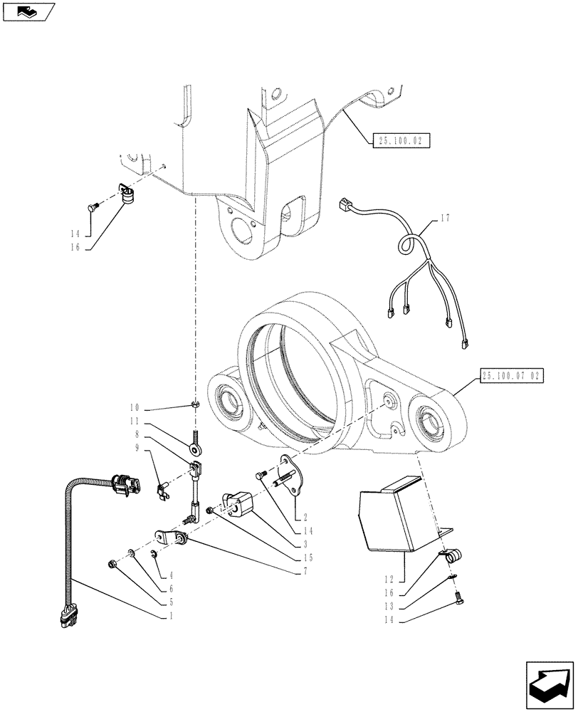 Схема запчастей Case IH PUMA 130 - (55.045.01) - VAR - 330414, 330427, 330429, 330430 - SUSPENDED FRONT AXLE - SENSOR AND RELATED PARTS (55) - ELECTRICAL SYSTEMS