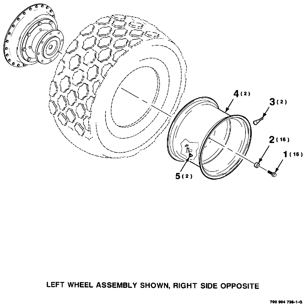 Схема запчастей Case IH 8880HP - (07-086) - WHEEL AND TIRE ASSEMBLY - LEFT AND RIGHT (44) - WHEELS