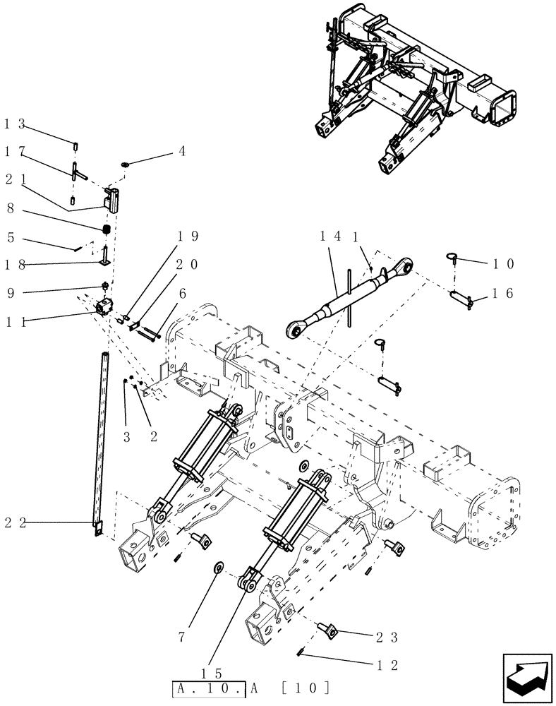 Схема запчастей Case IH ADX2230 - (F.10.D[08]) - 3 - POINT HITCH, HEAVY DUTY - CYLINDERS F - Frame Positioning