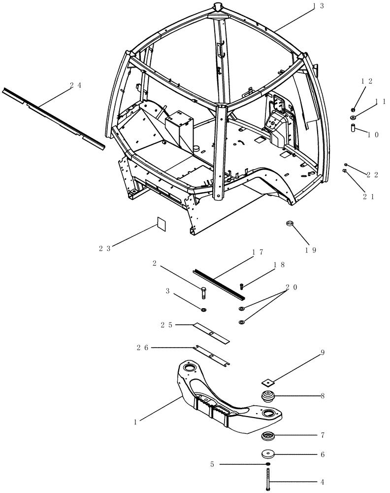Схема запчастей Case IH MX230 - (09-12) - CAB - MOUNTING AND FRAME, TRANSMISSION BSN AJB0355923 (09) - CHASSIS/ATTACHMENTS