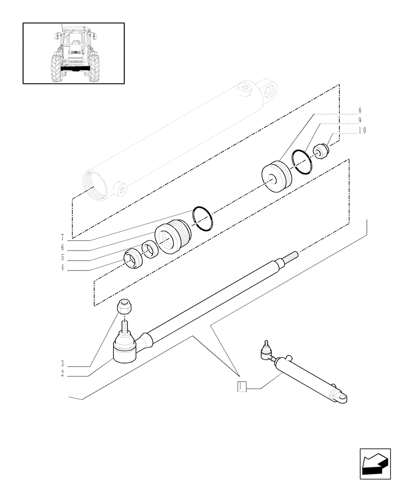 Схема запчастей Case IH FARMALL 80 - (1.41.0/ A[02]) - STEERING CONTROL CYLINDER - BREAKDOWN (04) - FRONT AXLE & STEERING