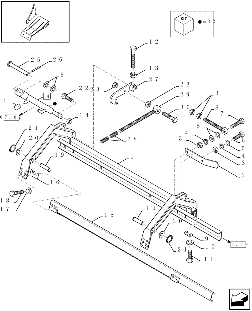 Схема запчастей Case IH LBX421R - (13.18[01]) - SUSPENSION FRAME (13) - FEEDER