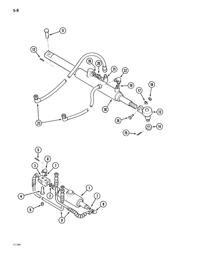 Схема запчастей Case IH 895 - (5-08) - POWER STEERING CYLINDERS AND HOSES, TWO WHEEL DRIVE TRACTOR, ADJUSTABLE FRONT AXLE (05) - STEERING
