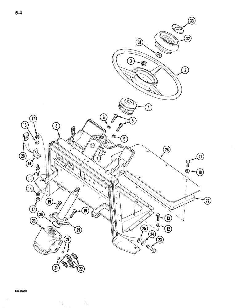 Схема запчастей Case IH 895 - (5-04) - STEERING WHEEL, SUPPORT AND VALVE, TRACTOR WITH CAB (05) - STEERING