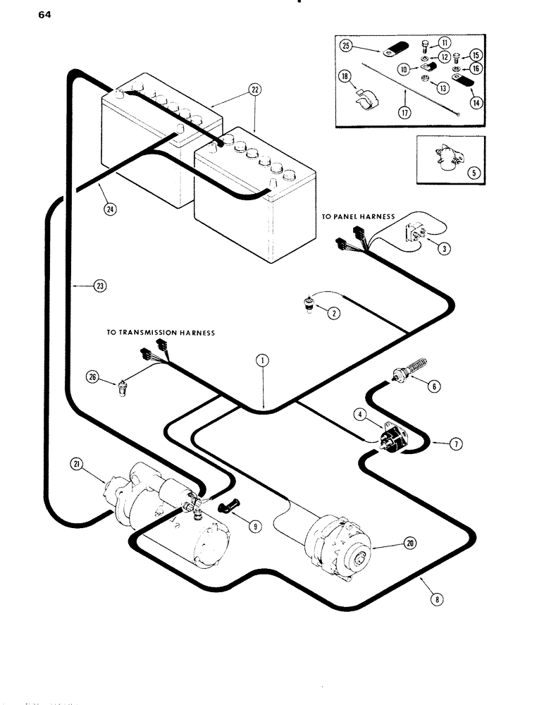 Схема запчастей Case IH 1090 - (064) - ELECTRICAL EQUIPMENT AND WIRING, (451B) DIESEL ENGINE, ENGINE HARNESS (04) - ELECTRICAL SYSTEMS
