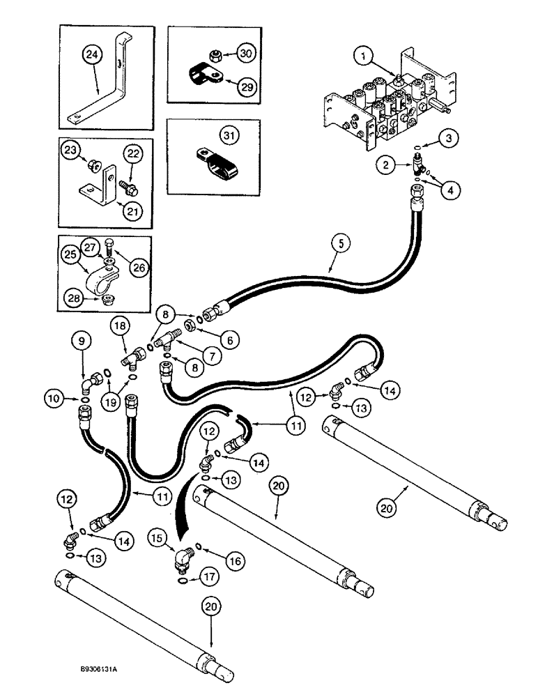 Схема запчастей Case IH 1666 - (8-30) - HEADER LIFT CYLINDER SYSTEM, WITH THIRD LIFT CYLINDER (07) - HYDRAULICS