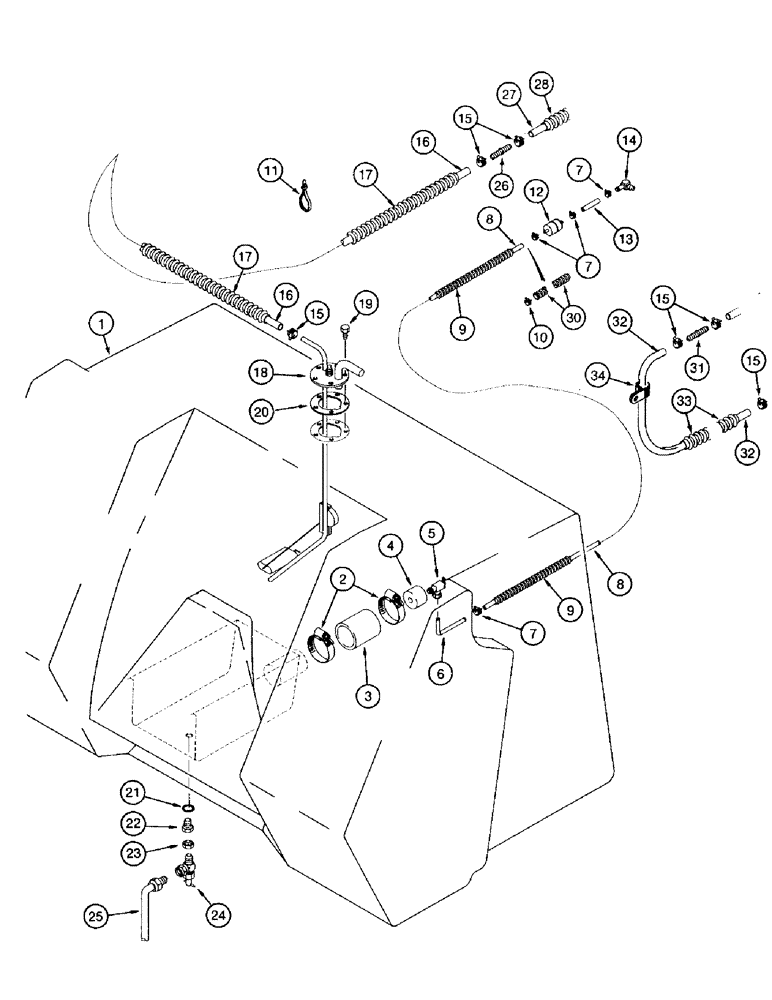 Схема запчастей Case IH 8950 - (3-032) - FUEL LINES, MODELS WITH ONE FUEL TANK (03) - FUEL SYSTEM