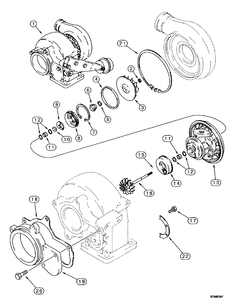 Схема запчастей Case IH MX180 - (2-042) - TURBOCHARGER ASSEMBLY, MX180, 6T-830 EMISSIONS CERTIFIED ENGINE (02) - ENGINE