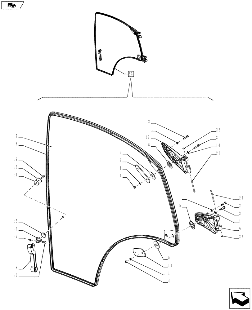 Схема запчастей Case IH PUMA 185 - (90.154.01[01]) - RIGHT HAND CAB DOOR (90) - PLATFORM, CAB, BODYWORK AND DECALS