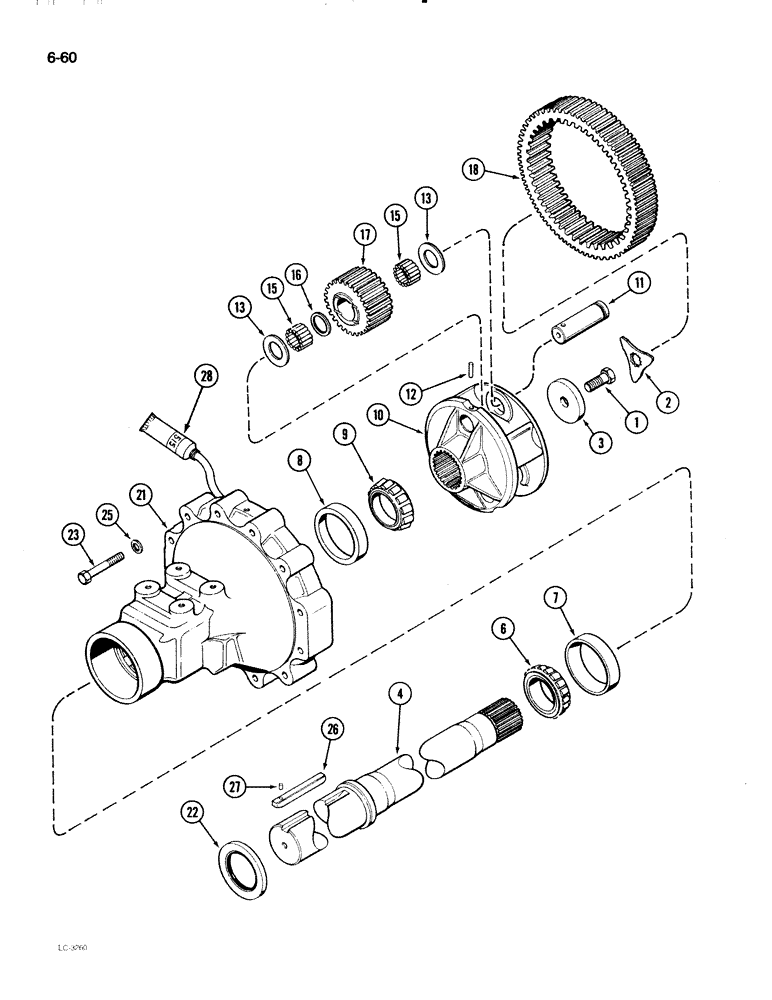 Схема запчастей Case IH 2096 - (6-060) - REAR AXLE, HOUSING & PLANETARY GEARS, 96 & 102 " LONG, 3-7/8 " DIA. AXLES,TRANS. S/N 16265423 & AFT. (06) - POWER TRAIN