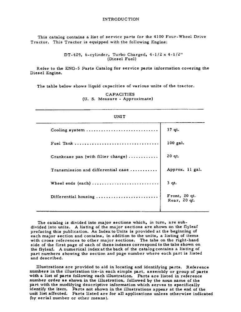 Схема запчастей Case IH 4100 - (002) - INTRODUCTION - FLUID CAPACITIES (00) - GENERAL