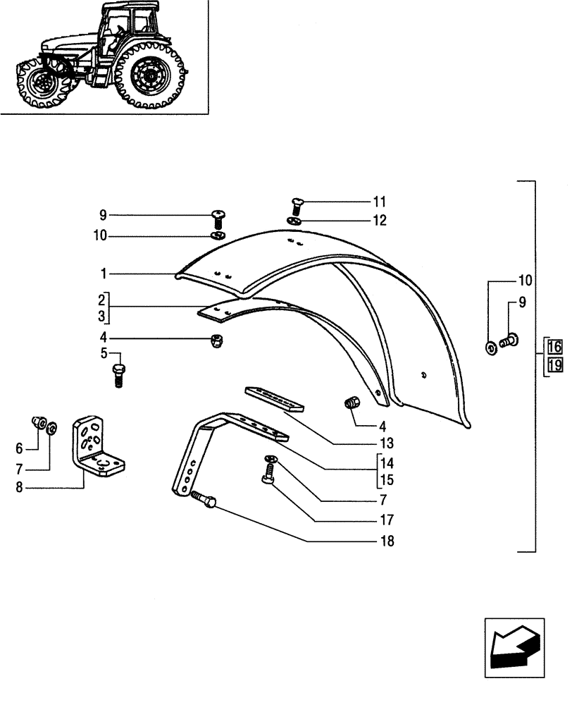 Схема запчастей Case IH JX65 - (1.87.4/01[02]) - (VAR.860) 4WD FRONT MUDGUARDS - 310 MM. (08) - SHEET METAL