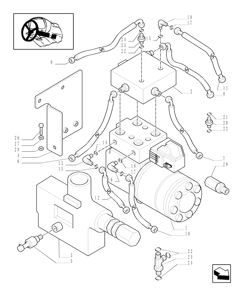 Схема запчастей Case IH PUMA 210 - (1.95.5/02[01]) - (VAR.190) AUTO GUIDANCE STEERING SYSTEM - HYDRAULIC STEERING - C5713 (10) - OPERATORS PLATFORM/CAB
