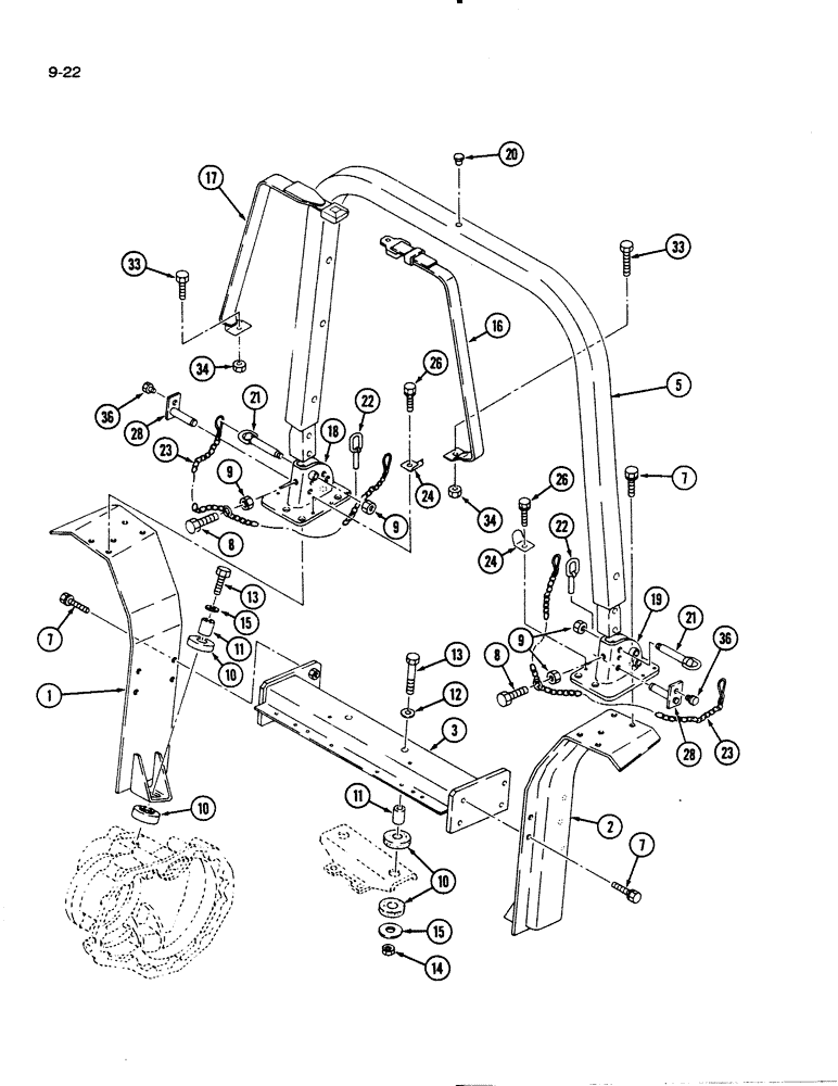 Схема запчастей Case IH 1130 - (9-22) - ROPS FRAME (09) - CHASSIS/ATTACHMENTS