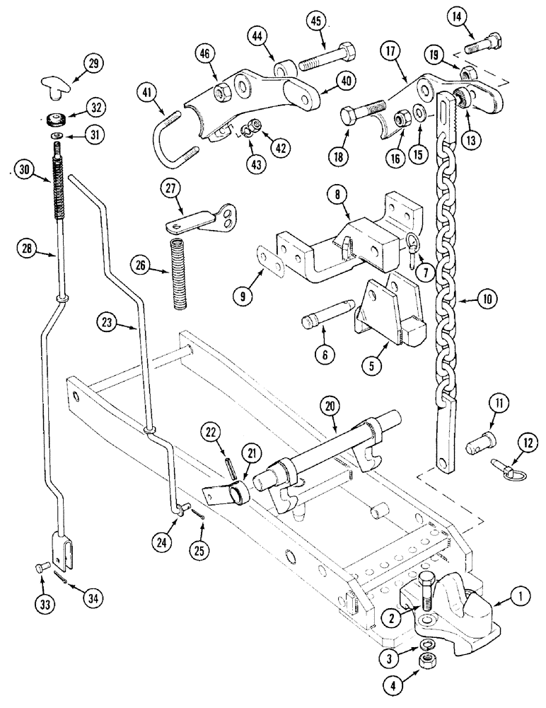 Схема запчастей Case IH 1394 - (9-392) - PICK-UP HITCH FOR UNIVERSAL DRAWBAR, NOT NORTH AMERICA (09) - CHASSIS/ATTACHMENTS