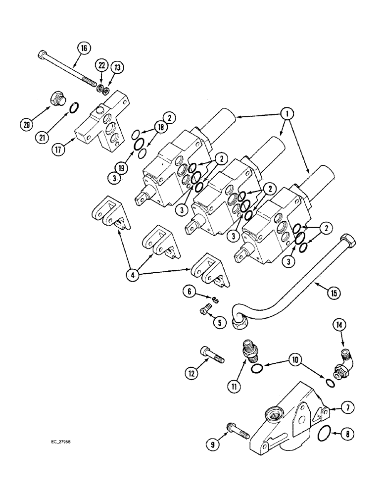 Схема запчастей Case IH 3230 - (8-026) - REMOTE AUXILIARY VALVES, 1ST, 2ND, OR 3RD BANK MOUNTING (WITH CAB) (08) - HYDRAULICS