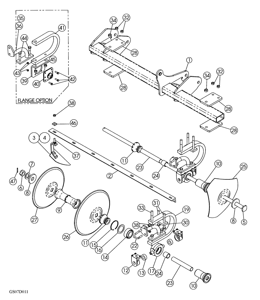 Схема запчастей Case IH 690 - (75.200.08) - REAR DISK GANG - 5 SHANK ASSEMBLY (QUANTITIES FOR ONE GANG ASSEMBLY) 2007 MODELS & AFTER 