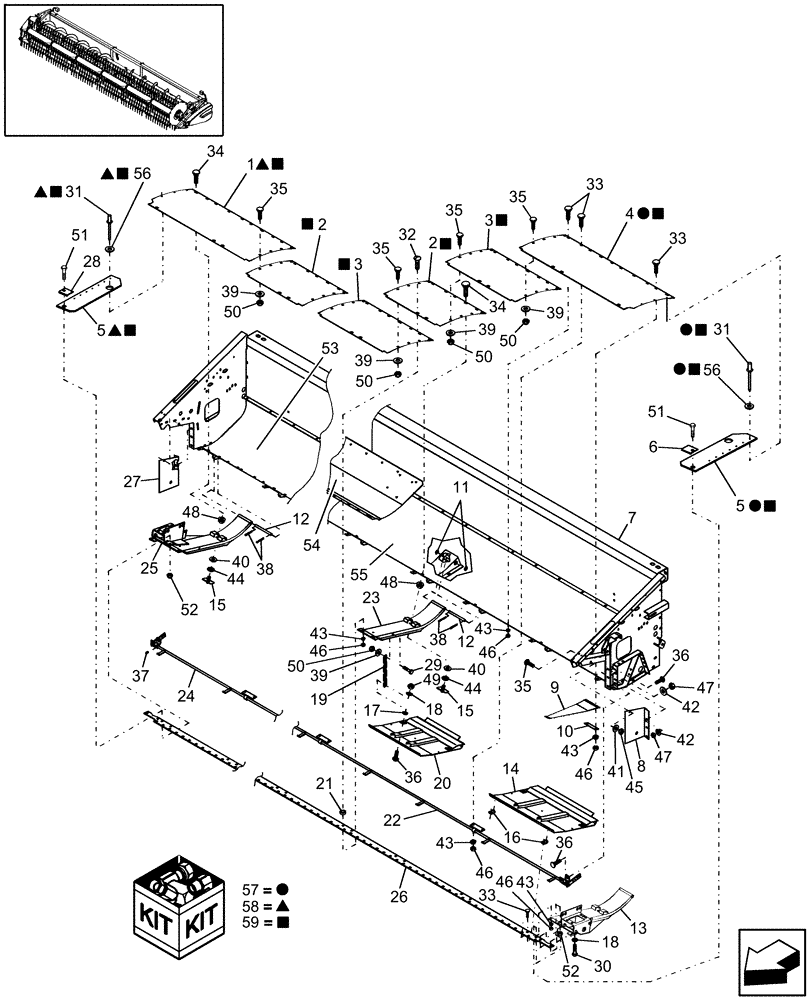 Схема запчастей Case IH 2020 - (20.12.02[1]) - MAIN FRAME & FLOORS, 2020, 30 FT, BPIN CBJ020701 [INCLUDES ALL HAJ PINS] (58) - ATTACHMENTS/HEADERS
