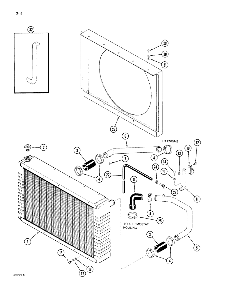 Схема запчастей Case IH 1844 - (2-04) - RADIATOR AND FAN SHROUD 1844 COTTON PICKER (01) - ENGINE