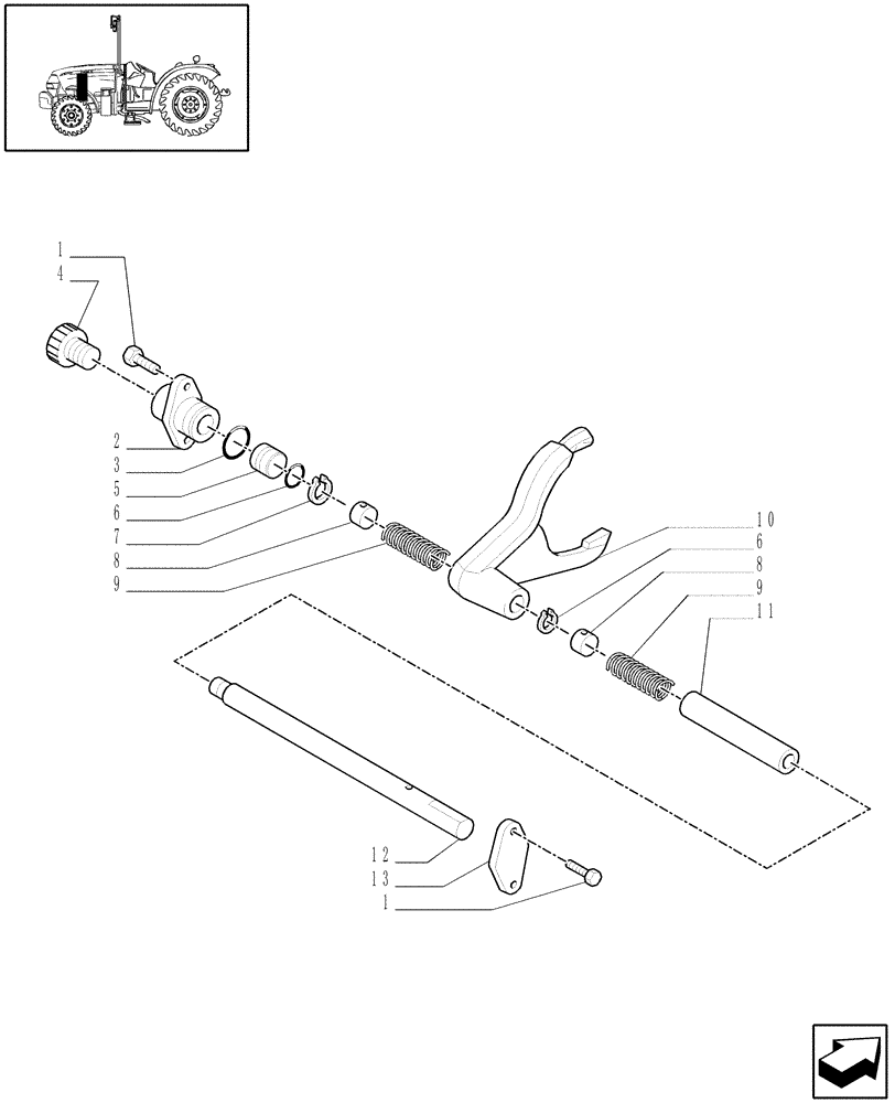 Схема запчастей Case IH JX1070N - (1.40.1/08) - 4WD FRONT AXLE- DIFFERENTIAL LOCK CONTROL (04) - FRONT AXLE & STEERING