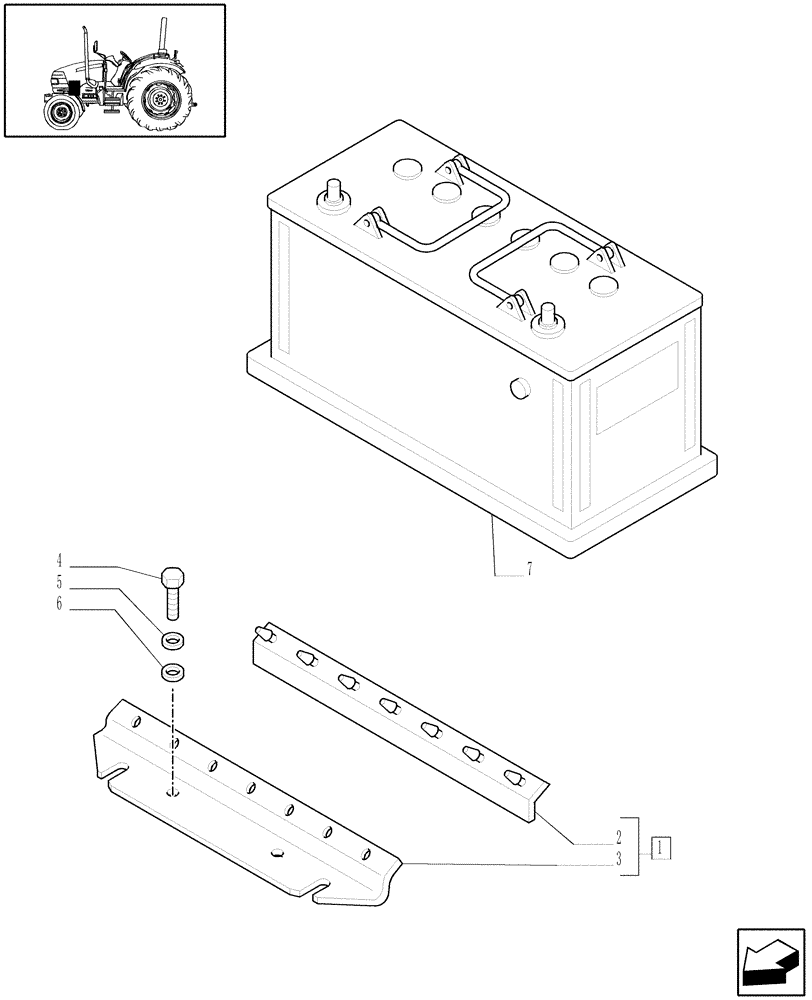 Схема запчастей Case IH JX95 - (1.74.1[01]) - BATTERY MOUNTING - C6355 (06) - ELECTRICAL SYSTEMS