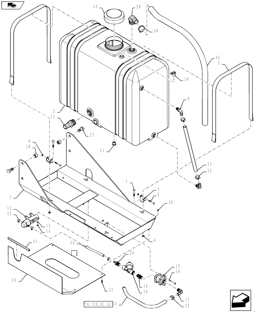 Схема запчастей Case IH 610 - (78.120.01.AB) - FOAM MARKER WATER TANK (78) - SPRAYING