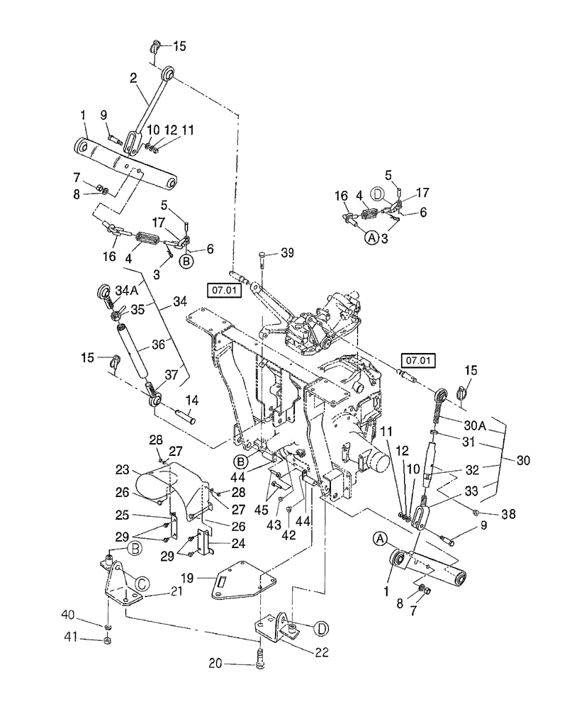 Схема запчастей Case IH DX18E - (09.01) - THREE POINT LINKAGE (09) - IMPLEMENT LIFT
