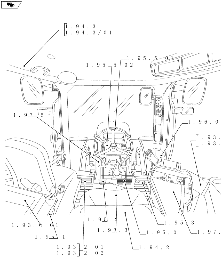 Схема запчастей Case IH MAXXUM 130 - (SEC. 10[02]) - OPERATORS PLATFORM / CAB (00) - GENERAL