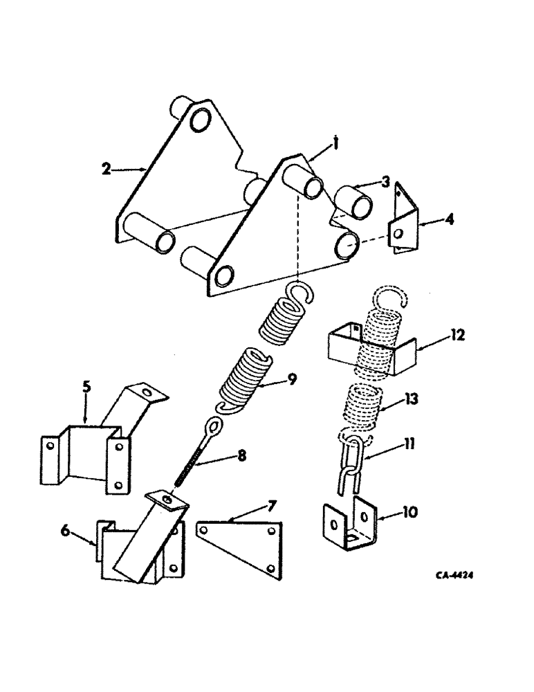 Схема запчастей Case IH 2400 - (B-38) - DUAL SPRING ATTACHMENT (88) - ACCESSORIES